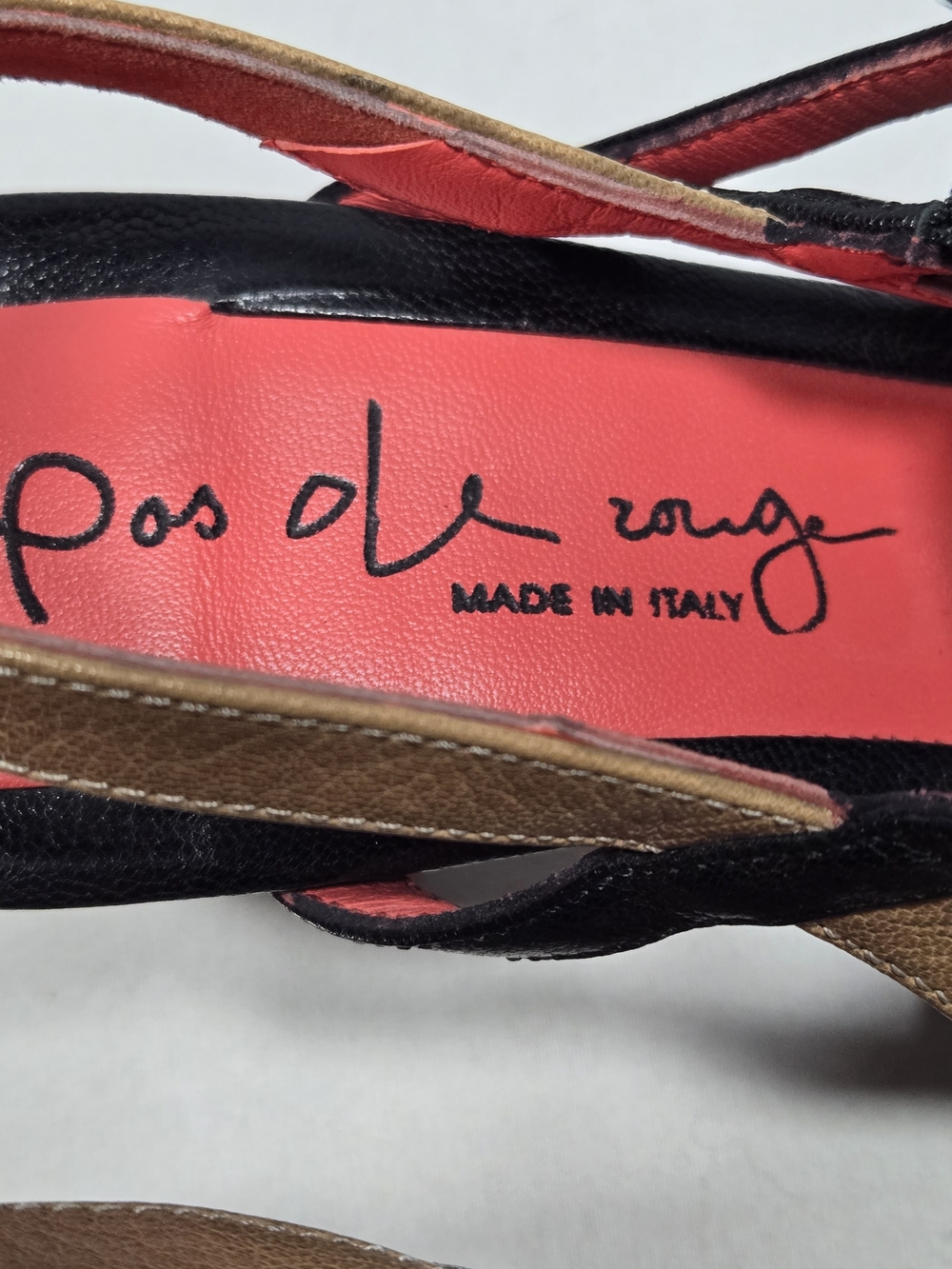 Pas de Rouge Gaia Sandal Two Tone Leather Sling Back Womens EU 38 US 7.5 Luxury - Picture 4 of 9